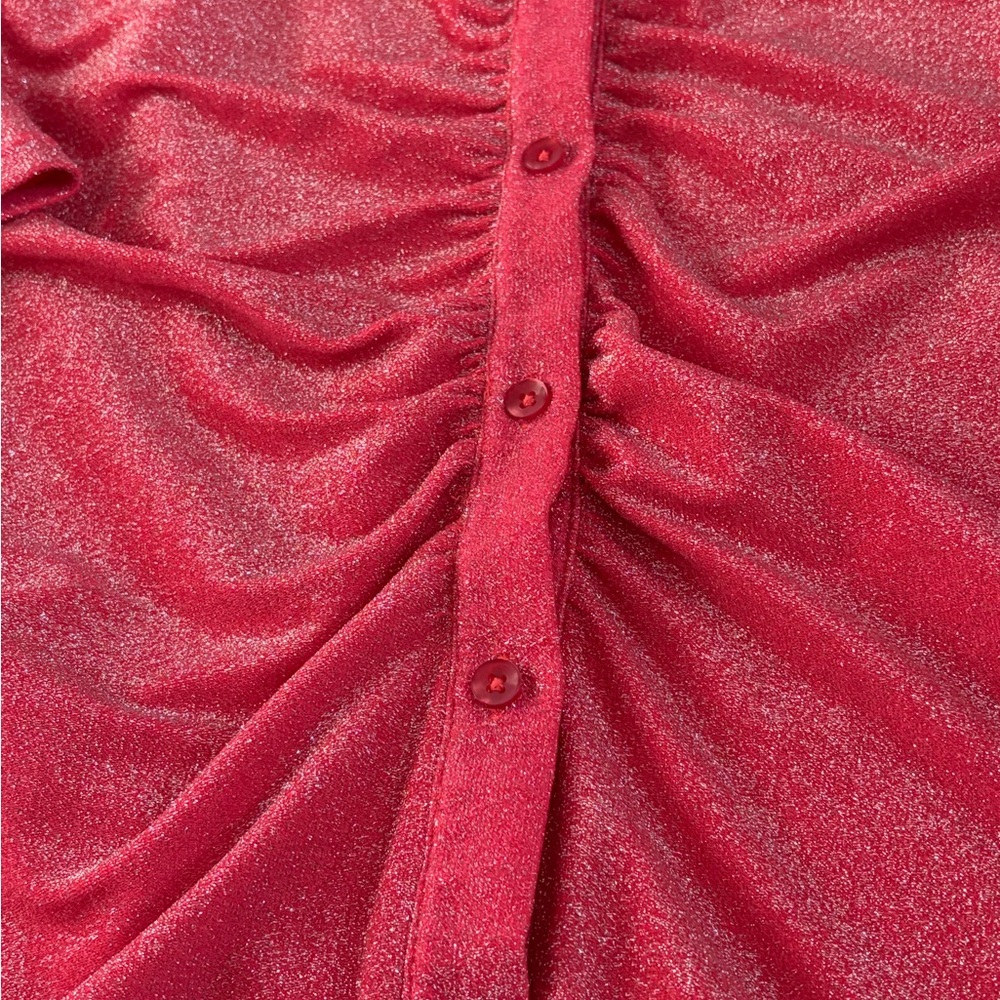 Good American Dress Women’s 2XL Coral Pink Ruched Metallic Shirred Glittery - Picture 7 of 9